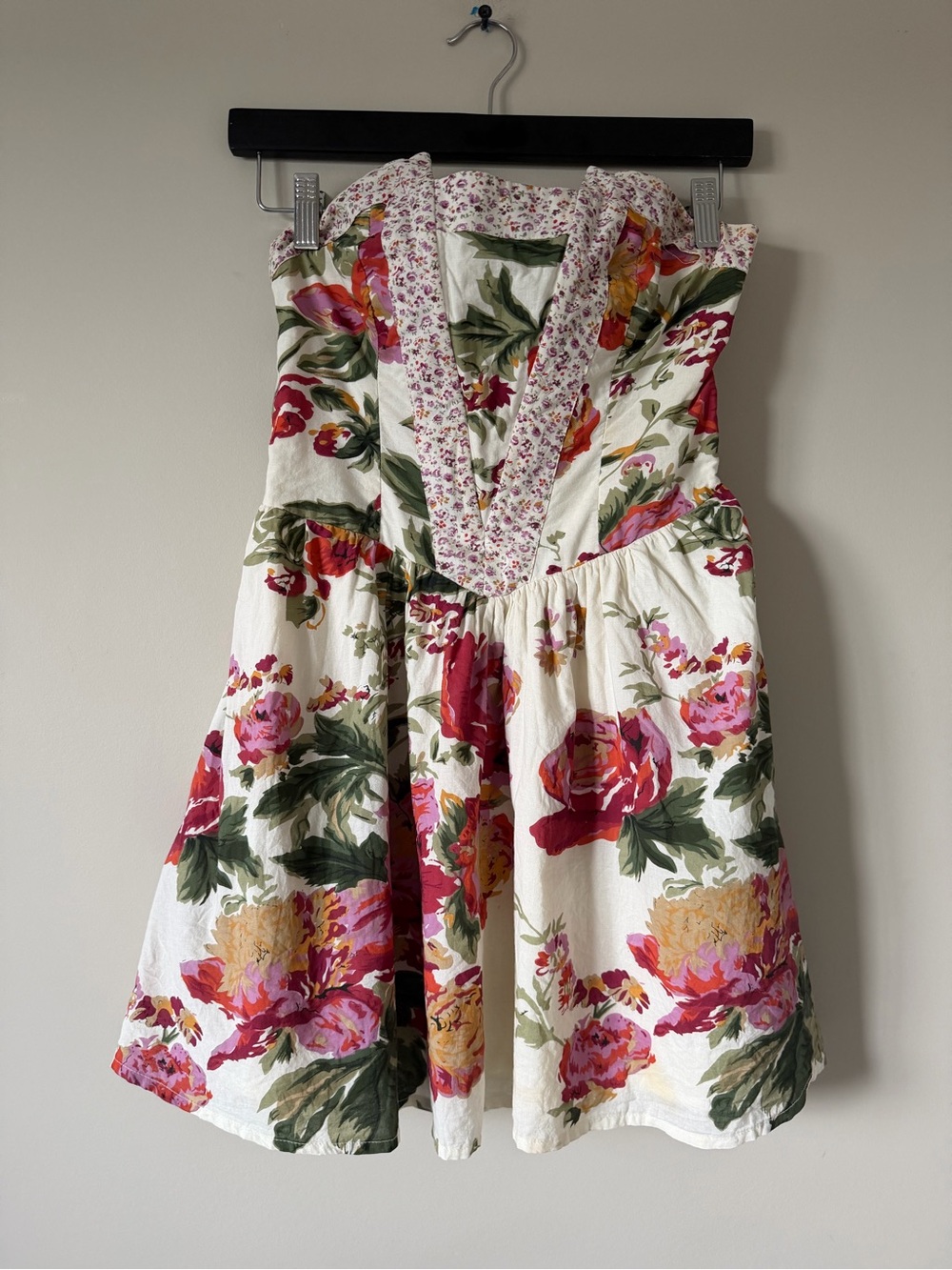 Free People Floral Print Strapless Mini Dress with Pockets XS